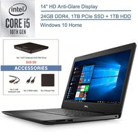 2020 Dell Inspiron 14" Laptop Computer, 10th Gen Intel Quad-Core i5 1035G4 Up to 3.7GHz (Beat i7-7500u), 24GB DDR4 RAM, 1TB PCIe SSD + 1TB HDD, 802.11ac WiFi, Windows 10, EST External DVD+ Accessories
