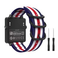 MoKo Watch Band for Garmin Vivoactive Acetate, Fine Woven Nylon Adjustable Replacement Strap for Garmin Vivoactive/Vivoactive Acetate Sports Smart Band - Blue & White & Red