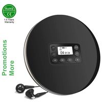 Black Portable Discman CD Player for Car, HOTT Compact Walkman MP3 Music Player with Headphone, Electronic Skip Protection and Anti-Shock Function w/Promo Aux Cable & Y Earphones Splitter