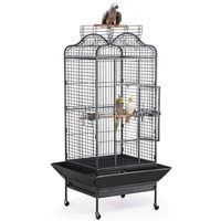 Yaheetech Wrought Iron Rolling Open Play Top Large Parrot Bird Cage for Mini Macaw Goffin Cockatoo Cockatiels African Grey Small Quaker Amazon Parrot Green Cheek Sun Conure Caique Bird Cage with Stand