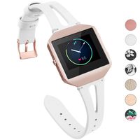 YiJYi Leather Bands Compatible with Fitbit Blaze,Slim Band with Metal Frame Replacement Sport Strap Wristband for Women Men (White)