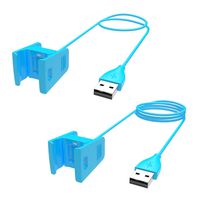 Pasow Fitbit Charge 2 Charger 2pcs Replacement USB Charger Charging Cable with Cradle Dock Adapter for Fitbit Charge 2 Smart Watch(3.3 feet +1.6 feet) (Sky Blue)
