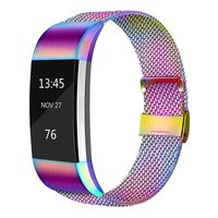 AK Replacement Bands Compatible with Fitbit Charge 2 Bands, Stainless Steel Bands Adjustable Accessory Wristband for Charge 2 Bands (No Tracker) (Large, 05 Colorful)
