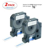 Label Orison - Replace for D1 Tape 45011 Blue on Clear 1/2'' W x 23' L Compatible with Dymo LabelManager 160 280 360P 210D PnP,2 Cartridges