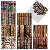 Assortment of 10 Blank Greeting Cards with Envelopes 4 x 5.12 inch - Assorted All Occasion Note Cards 'Take Cover' - Professional Notecard Stationery for Student, Teacher, Book Lover M2005sl