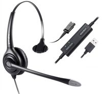 VoiceJoy USB Plug Corded Headphone Call Center Noise Cancelling Headset with Quick Disconnect,Adjustable Mic, Mute Volume Control for Calls on Laptops PCs Computers