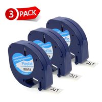 MARKLIFE Compatible DYMO Plastic Label Tape Cassette Label Refills for DYMO LetraTag Plastic Label Makers Black Print on White 1/2'' W x 13' L, 3 Rolls