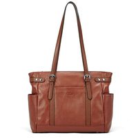 Laptop Totes for Women Genuine Leather Briefcase Large Ladies Shoulder Bag Work Handbags 15.6 Inch Computer Brown
