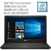 Dell Inspiron 3000 Series 15.6 inch Touchscreen 2019 Laptop Notebook Computer, Intel Core i5-7200U 2.5Ghz, 12GB DDR4 RAM, 256GB SSD + 1TB HDD, Wi-Fi, HDMI, Webcam, Bluetooth, USB 3.0, Windows 10