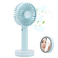 Accering Small Handheld Fan, Rechargeable Battery Operated Portable Fan, 3 Speed Powerful Handheld Fans for Desk, Home, Office, Outdoors, Travel (Blue)
