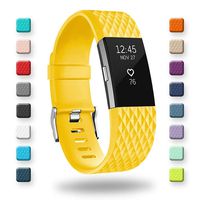 POY Replacement Bands Compatible for Fitbit Charge 2, Classic & Special Edition Adjustable Sport Wristbands (Lemon-Yellow, Small)