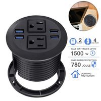 Desktop Power Grommet with USB,Hidden Power Socket. Desk Hole Grommet Outlet,Easy Access to 2 power Source Along with 4 USB Power Port Connections(4 USB Ports)