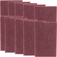 Chef Grade, Non Scratch Large Red Scouring Pads 10 Pack. Non-Metal Scour Cleaning Tool is The Best Heavy Duty Kitchen Dish Scrubber. Clean Any Steel Pot, Pan or Grill with a Reusable Scourer Pad