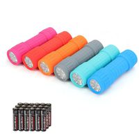 EverBrite 9-LED Flashlight 6-pack Impact Handheld Torch Assorted Colors with Lanyard 3AAA Battery Included (Hurricane Supplies, Camping, Hiking, Emergency, Hunting)