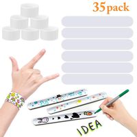 Slap Bracelets, JUSTDOLIFE 35 Pack White Slap Bracelet Band Party Bracelet Favors Painting Pat Ring Bracelet for Kids Boys Girls DIY School Party