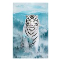 Hoffman Fabrics Digital Call Of The Wild 30'' White Tiger Panel Ice Blue Fabric Multi
