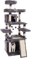 Made4Pets 66 Inches Multi-Level Cat Tree Tower with Feeding Bowl (only Dry Food), Deluxe Kitten Condos with Cozy Perches and Replaceable Dangling Balls