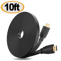 HDMI Cable Flat 10 ft, High Speed(4K 60Hz) Hdmi 2.0 Cord, 2160p HD 1080p 3D/4K Video/Ethernet/Audio Return Channel for Fire TV, Apple TV, Blue ray Players, PS4, PS3, Xbox One, Xbox 360 - Black
