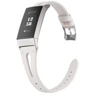 Wearlizer White Leather Band Compatible with Fitbit Charge 3 Bands for Women Men, Leather Replacement Band Assesories Strap X Type Bracelet for Fitbit Charge 3