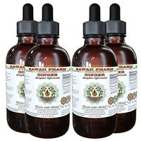 Ginger Alcohol-Free Liquid Extract, Organic Ginger (Zingiber officinale) Dried Root Glycerite Hawaii Pharm Natural Herbal Supplement 4x4 oz