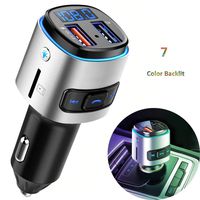 Bluetooth FM Transmitter for Car, 7 Color LED Backlit Hands-Free Car Wireless Bluetooth Radio Adapter QC3.0 Dual USB Ports Mp3 Player AUX Input/Output, TF Card USB Drive Wireless Handsfree Car Kit