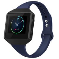 AKALE Sport Bands Compatible with Fitbit Blaze, Slim Replacement Narrow Silicone Strap Wristband with Metal Frame Compatible for Fitbit Blaze Smart Fitness Watch-Navy Blue-Large-B
