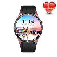 King Wear KW88 3G WiFi Smart Watch Cell Phone All-in-One Bluetooth Android SIM Card with GPS,Camera,Heart Rate Monitor,Google map (Black/Gold)