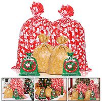 Toyvian Christmas Gift Wrapping Bags, Gift Wrapping Christmas Gift Bags Sets Assorted Styles with Ribbon Ties and Christmas Gift Tags for Xmas Party favor Supplies (24Pack)