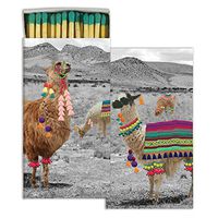 HomArt Large Decorative Llama Candle and Fireplace Wood Matches (Set of 2)