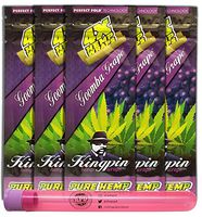 Kingpin Pure Hemp Flavored Wraps (Goomba Grape, 5 Packs) with Rolling Paper Depot XL Kewltube
