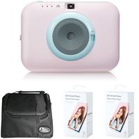 LG PC389P Pocket Photo Snap Instant Camera and Photo Printer Bundle with Camera Bag for DSLR and 2X Pocket Photo Paper