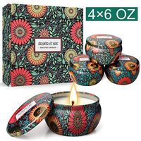 Scented Candles Gifts Set 100% Natural Soy Wax 6.5 Oz Fragrance Aromatherapy Candles Portable Travel Tin Candle Birthday Gifts Mother’s Day for Mom-4Pack