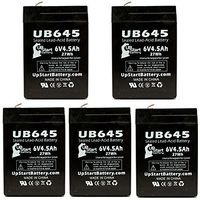 5 Pack Replacement for Light Alarms EP66036 Battery - Replacement UB645 Universal Sealed Lead Acid Battery (6V, 4.5Ah, 4500mAh, F1 Terminal, AGM, SLA) - Includes 10 F1 to F2 Terminal Adapters