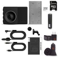 Garmin Dash Cam 46 Bundle with 140-Degree Lens, 1080P, Auto Incident Detection and Recording, Transcend 32gb Micro SD Card + PowerBank + USB Car Charger + USB Wall Charger (10 Items)