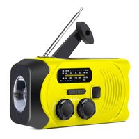 Emergency Hand Crank Solar Radio AM/FM NOAA Weather Radio with Bright Flashlight, 2000mAh Rechargeable Battery Operated, Backup Power Bank, SOS Alarm for Outdoor Emergency Radio(Yellow)