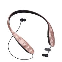 Bluetooth Retractable Headphones, CaYoumi Wireless Earbuds Neckband Headset Sports Sweatproof Earphones Compatible with iPhone Android (15 Hrs Playtime, Call Vibrate Alert, Rose)