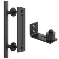 SMARTSTANDARD 12" Handle and Floor Guide for Sliding Barn Door (Black)