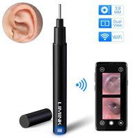 Ear Otoscope iPhone, LIMINK 3.9mm Ear Scope Inspection Camera 720p, WiFi Ear Endoscope with LED Lights for iPhone Android Smartphone & Tablet - Black