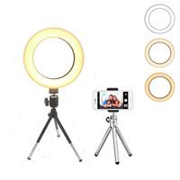 6.2" Selfie Ring Light with Tripod Stand & Cell Phone Holder,Mini Desktop LED Lamp Dimmable Beauty Ringlight for Live Streaming/Makeup/YouTube Video Compatible with iPhone Xs Max XR Android