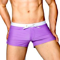 Men's Beach Swimming Trunks Boxer Brief Swimsuit Swim Underwear Boardshorts With Pocket