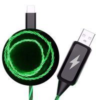 USB C LED Cable 3ft Take One Type C Visible LED Flowing Charging Cable for Samsung, Kindle, Nexus, LG, Sony, Xbox, PS4 - Green Light