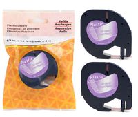 2/Pack LM Tapes - Premium Black on Clear Polyester Compatible Tape for LetraTag Printers, Replaces Dymo 16952 Letra TAG