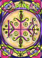 Papa Legba Veve Gatekeeper Magic Voodoo 4"x6" Set of 6 Linen Postcards