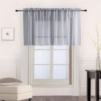 WPKIRA Kitchen Valance Short Curtains for Bath Room Solid Sheer Curtains 21 Inch Length Rod Pocket Top Window Treatment Panel for Small Window (GREY, 2 Panels Per Package,39" Width x 21" Length)