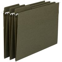 Smead 100% Recycled FasTab Hanging File Folder, 1/3-Cut Built-In Tab, Legal Size, Standard Green, 20 Per Box (64138)