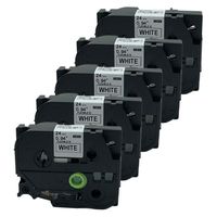 QPMY 5 Pack Compatible for Brother P-Touch Laminated TZe TZ Label Tape 24mm x 8m(1" x 26.2') (TZe-FX251 Flexible ID Cable Wire Black on White)