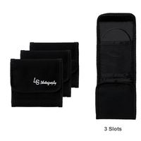 LS Photography (4 pcs) x 3 Pocket Camera Lens Filter Case Carry Pouch for Round Circular or Square Filters and Black SuperFiber Lens Cleaning Cloth, LGG56