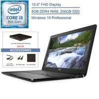 2020 Dell Latitude 3500 15.6" FHD Business Laptop Computer, 8th Gen Intel Quad-Core i5-8265U (beat i7-7500U), 8GB DDR4 RAM, 256GB SSD, 802.11ac WiFi, Windows 10 Pro, EST USB External DVD + Accessories