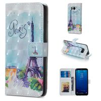 Amocase Wallet Leather Case with 2 in 1 Stylus for Samsung Galaxy S8 Plus,Premium Slim Cute 3D Painting Shockproof Magnetic PU Leather Card Slot Stand Case - Paris Tower
