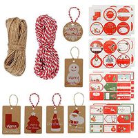 KINAKE Christmas Twine Xmas Gift Tags and Tags Stickers for Christmas Gift Wrapping DIY Accessories Kit
